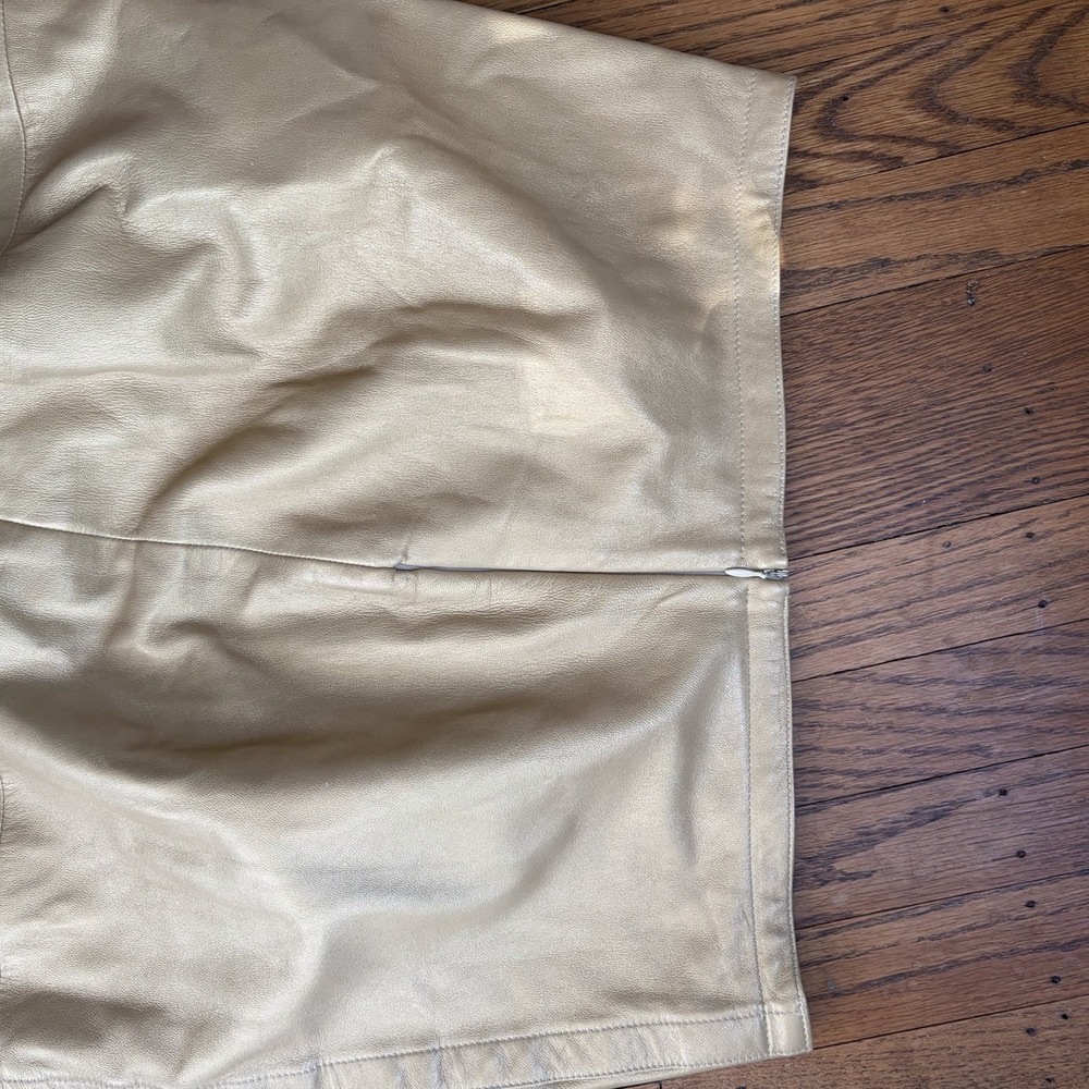 Plein Sud Leather Mini Skirt France Vintage Size 42 Beige 10US - Picture 6 of 8